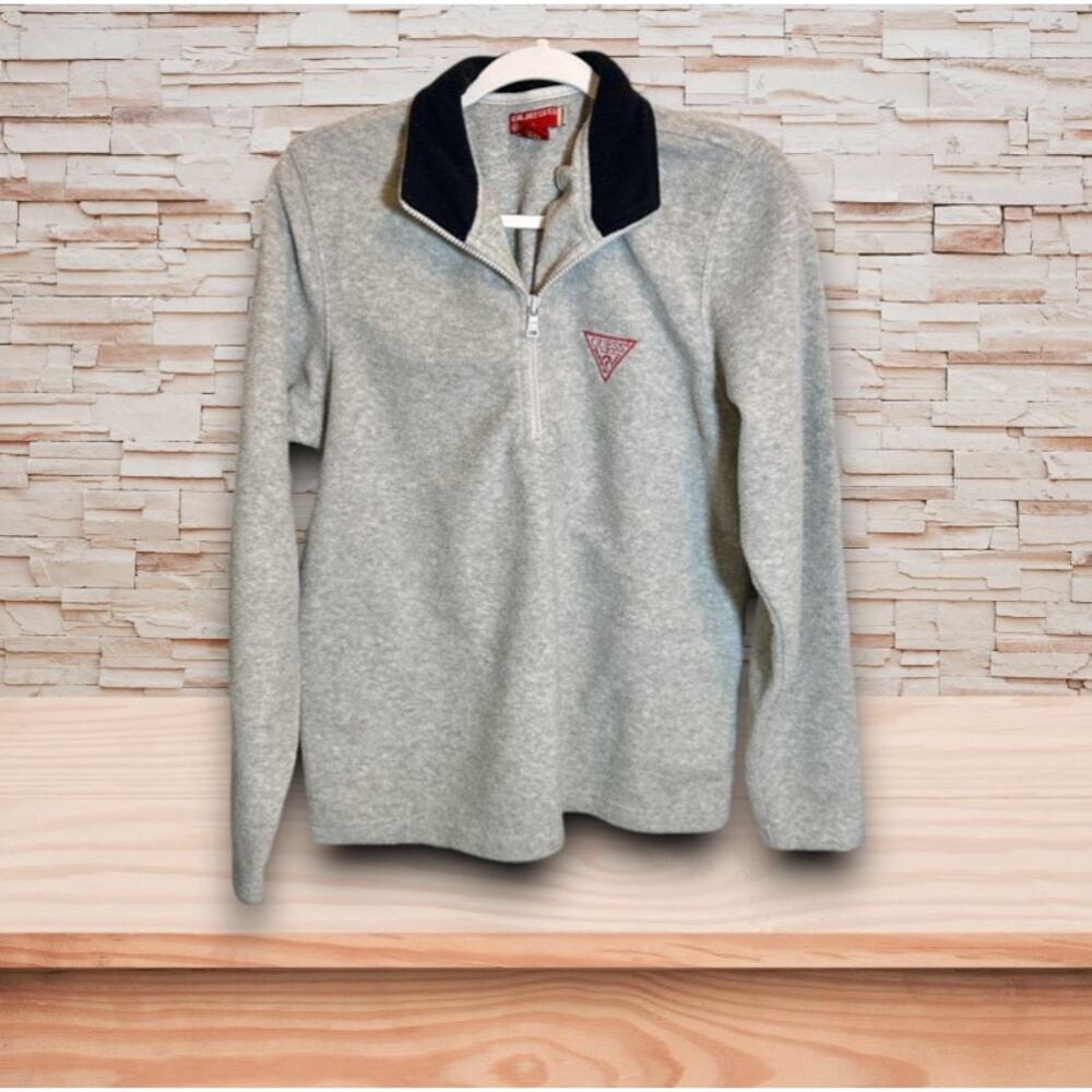 Vintage Guess Quarter-Zip Fleece Pullover Sweatshirt Size Medium